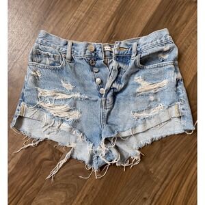 Y2K Distressed Denim Shorts Womens 26 High Rise Cutoff Grunge Festival Daisys